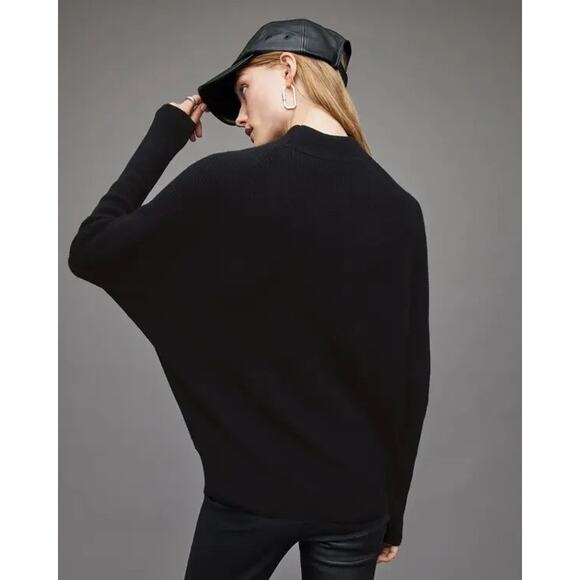 ALLSAINTS Ridley Jumper Black Wool-Cashmere Ribbed Mockneck Sweater Size XS - Picture 1 of 11